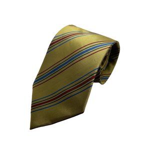 Jon VanDyk Men's Gold Regimental Striped Blue Red Classic Polyester Necktie